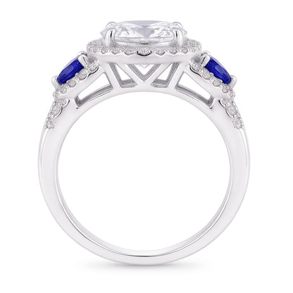 Wedding Band Set Natural Earth Mined Diamond Blue Sapphire 5 Carats Women Jewelry