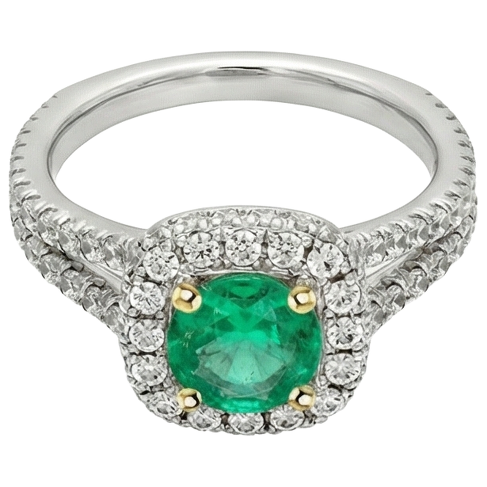 Natural Real ( Not Lab Grown ) Wedding Green Emerald GIA Ring Diamond Gemstone Jewelry