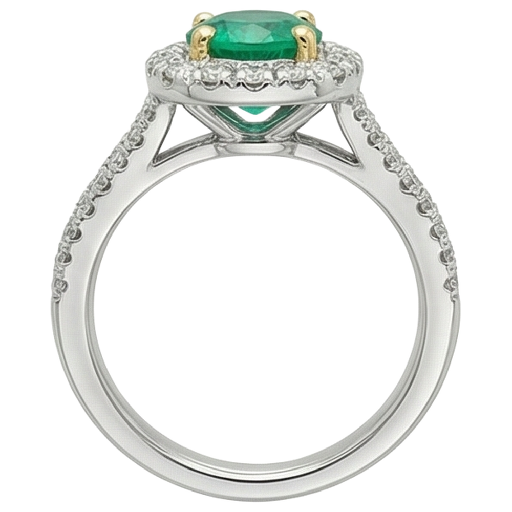 Natural Real ( Not Lab Grown ) Wedding Green Emerald GIA Ring Diamond Gemstone Jewelry