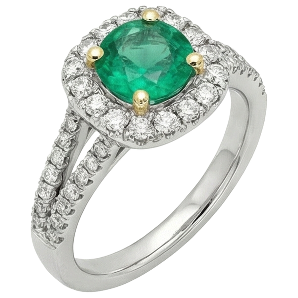 Natural Real ( Not Lab Grown ) Wedding Green Emerald GIA Ring Diamond Gemstone Jewelry