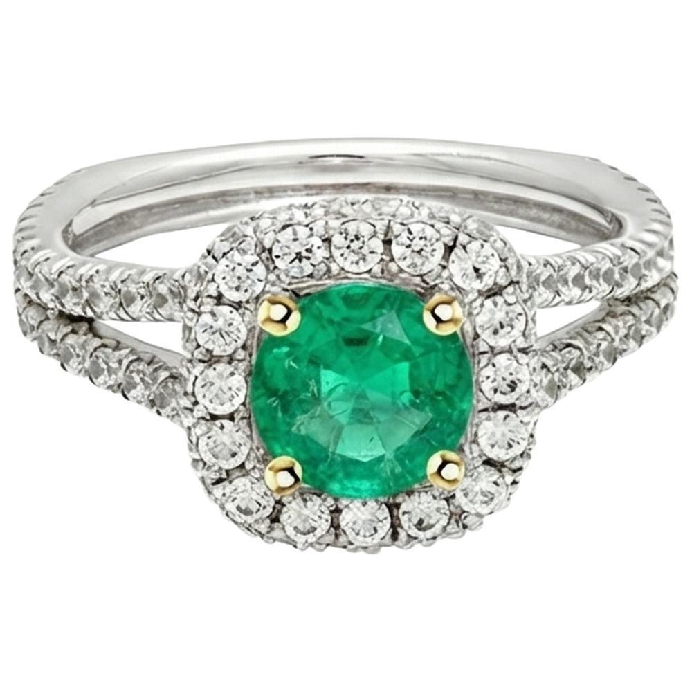 Natural Real ( Not Lab Grown ) Wedding Green Emerald GIA Ring Diamond Gemstone Jewelry