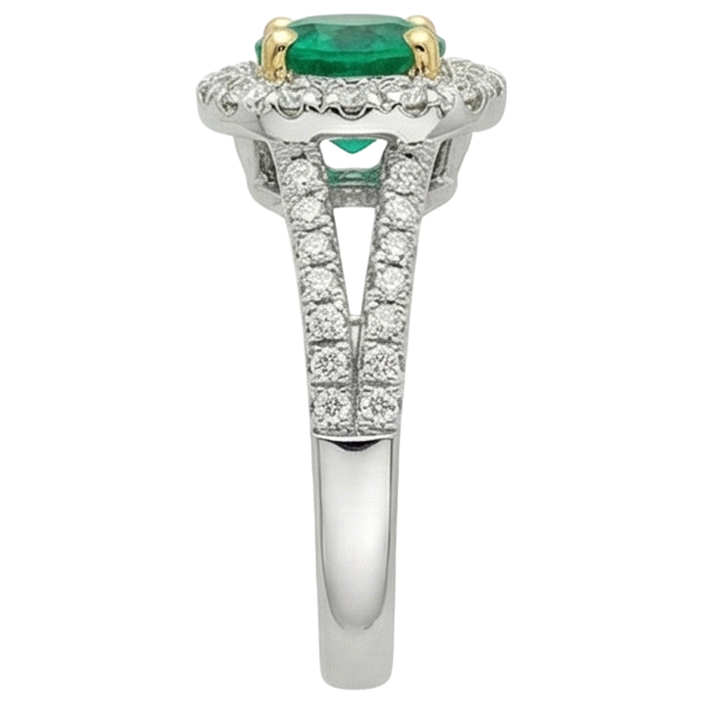 Natural Real ( Not Lab Grown ) Wedding Green Emerald GIA Ring Diamond Gemstone Jewelry