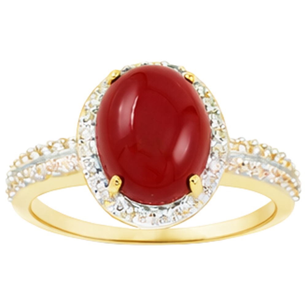 Wedding Ring 10.25 Ct Oval Coral And Round Natural Earth Mined Diamonds Gold Yellow 14K