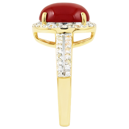 Wedding Ring 10.25 Ct Oval Coral And Round Natural Earth Mined Diamonds Gold Yellow 14K