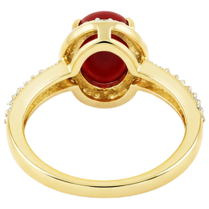 Wedding Ring 10.25 Ct Oval Coral And Round Natural Earth Mined Diamonds Gold Yellow 14K