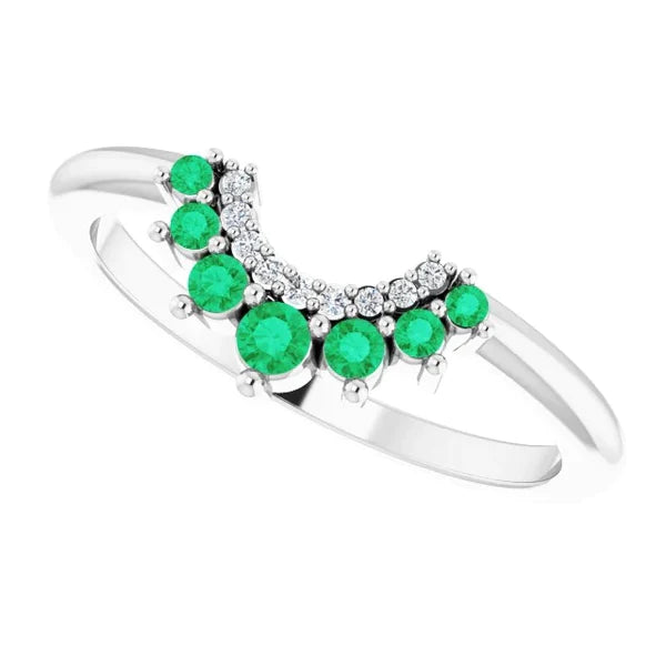 Wedding Band 1 Carat Columbian Green Emerald White Gold 14K Jewelry