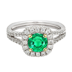 Natural Real ( Not Lab Grown ) Wedding Green Emerald GIA Ring Diamond Gemstone Jewelry