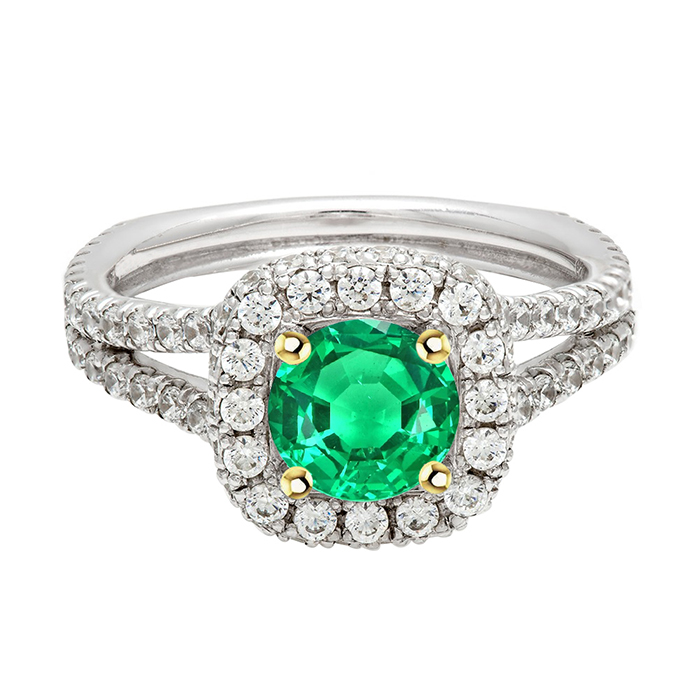 Wedding Green Emerald Ring Diamond Gemstone Jewelry