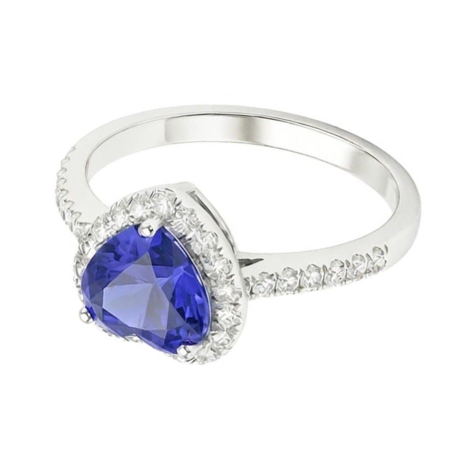 natural round sapphire 3.50ct ring top view