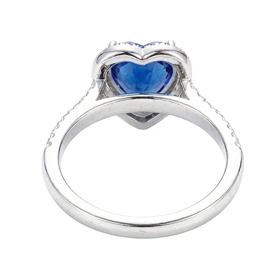 natural round sapphire 3.50ct ring profile view