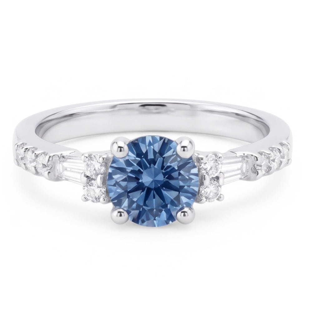 White Gold 1 Carat Blue White Natural Earth Mined Diamonds Engagement Ring