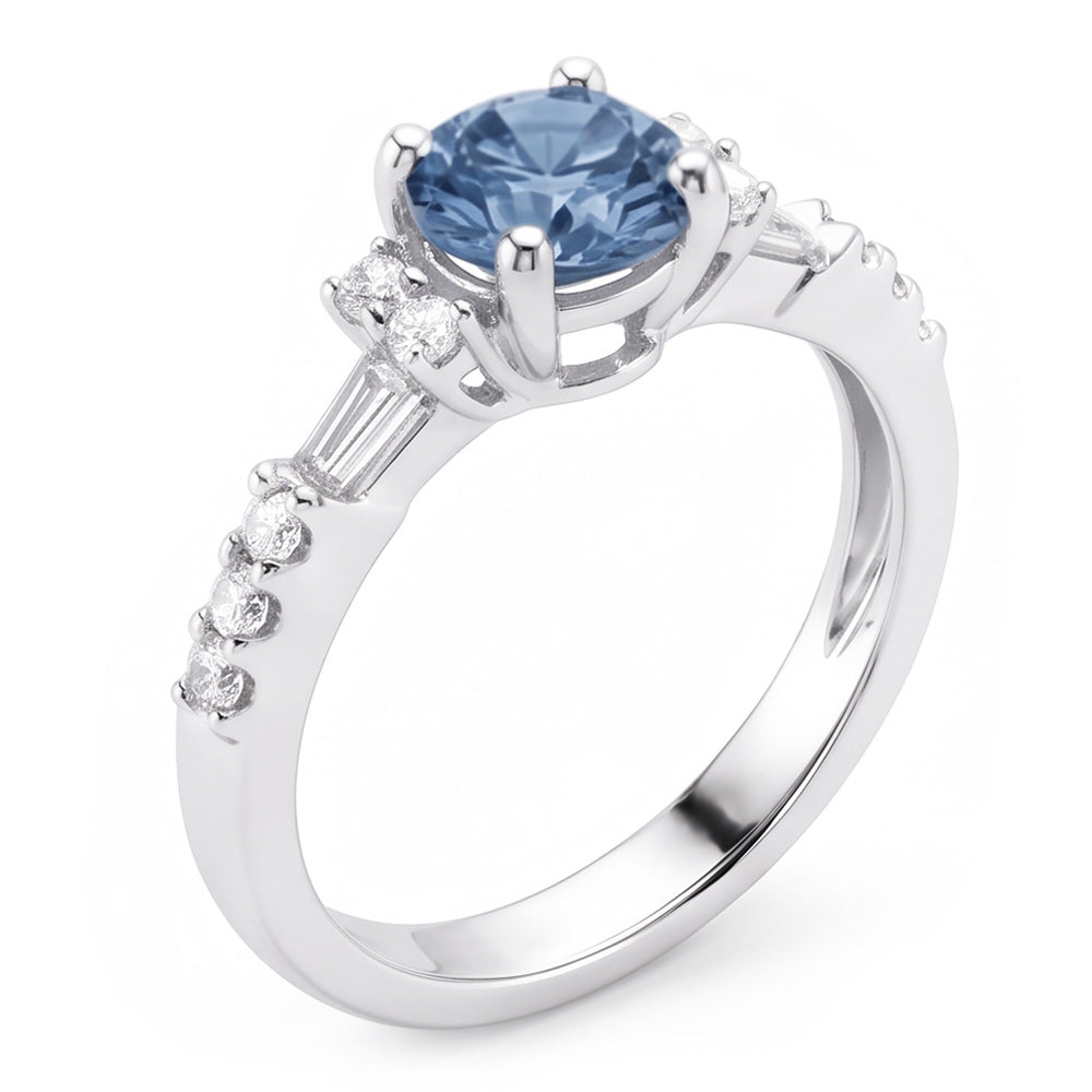 White Gold 1 Carat Blue White Natural Earth Mined Diamonds Engagement Ring