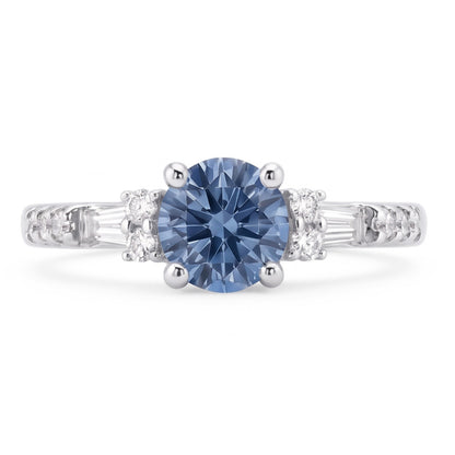 White Gold 1 Carat Blue White Natural Earth Mined Diamonds Engagement Ring