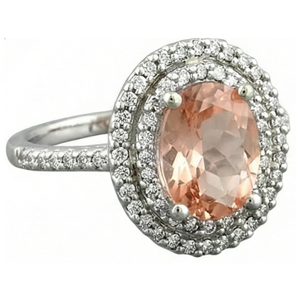 natural round morganite 10.70ct ring close up detail