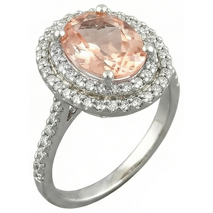 natural round morganite 10.70ct ring profile view