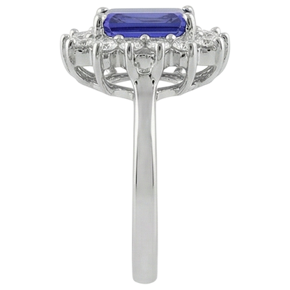 White Gold 14K 10.75 Carats Tanzanite And Natural Earth Mined Diamonds Ring