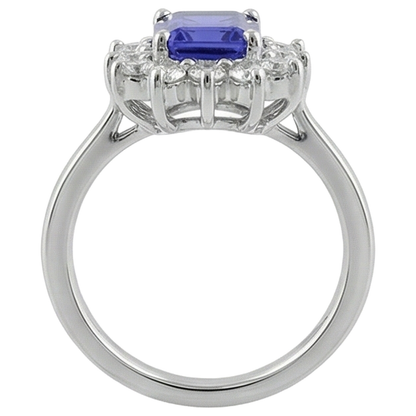 White Gold 14K 10.75 Carats Tanzanite And Natural Earth Mined Diamonds Ring