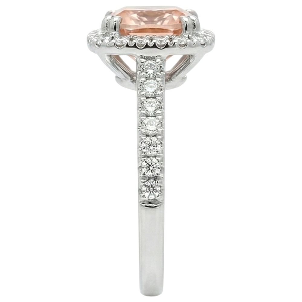 White Gold 14K 11 Ct Cushion Morganite And Natural Earth Mined Diamonds Ring New