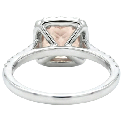 White Gold 14K 11 Ct Cushion Morganite And Natural Earth Mined Diamonds Ring New