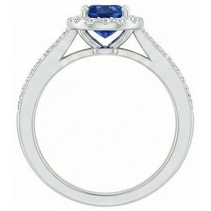 White Gold 14K 2.11 Carats Sapphire And Natural Earth Mined Diamonds Anniversary Ring New