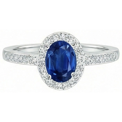 White Gold 14K 2.11 Carats Sapphire And Natural Earth Mined Diamonds Anniversary Ring New
