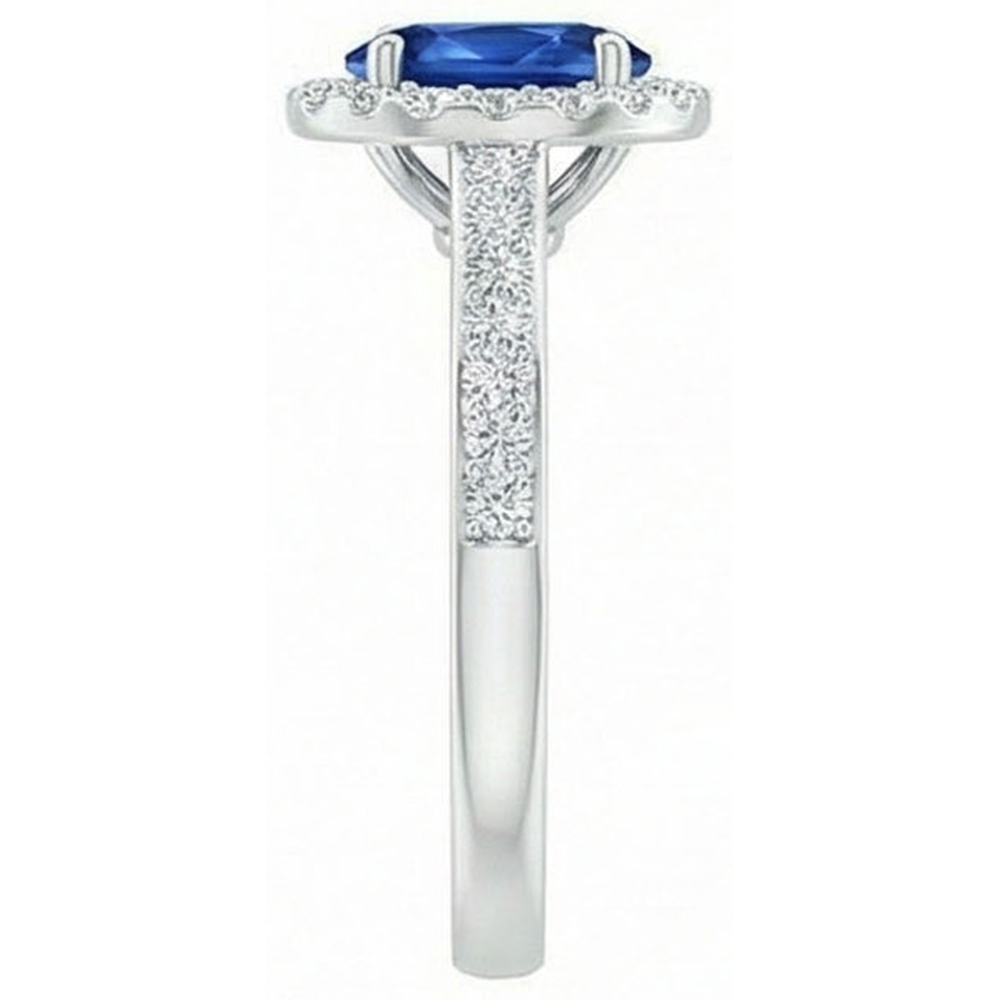 White Gold 14K 2.11 Carats Sapphire And Natural Earth Mined Diamonds Anniversary Ring New