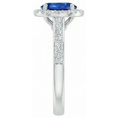 White Gold 14K 2.11 Carats Sapphire And Natural Earth Mined Diamonds Anniversary Ring New