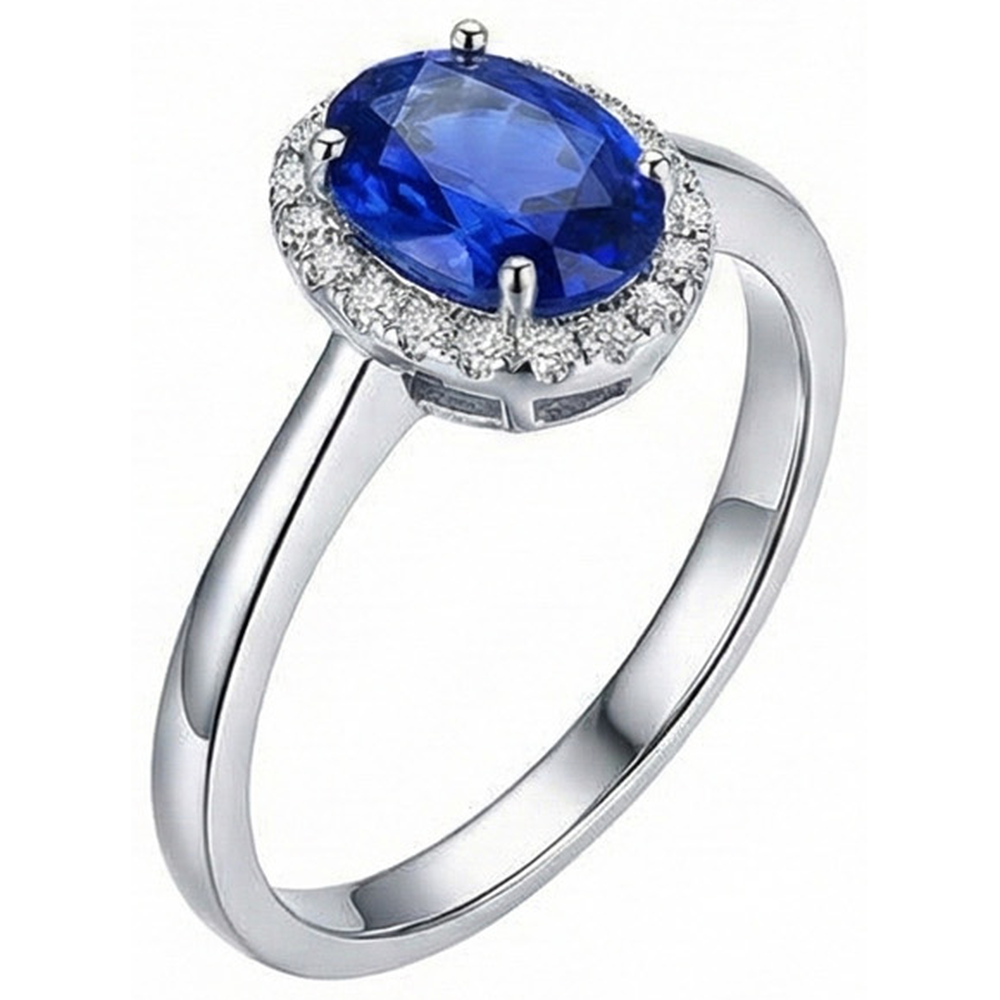 White Gold 14K 2.30 Ct Ceylon Sapphire Natural Earth Mined Diamonds Ring New