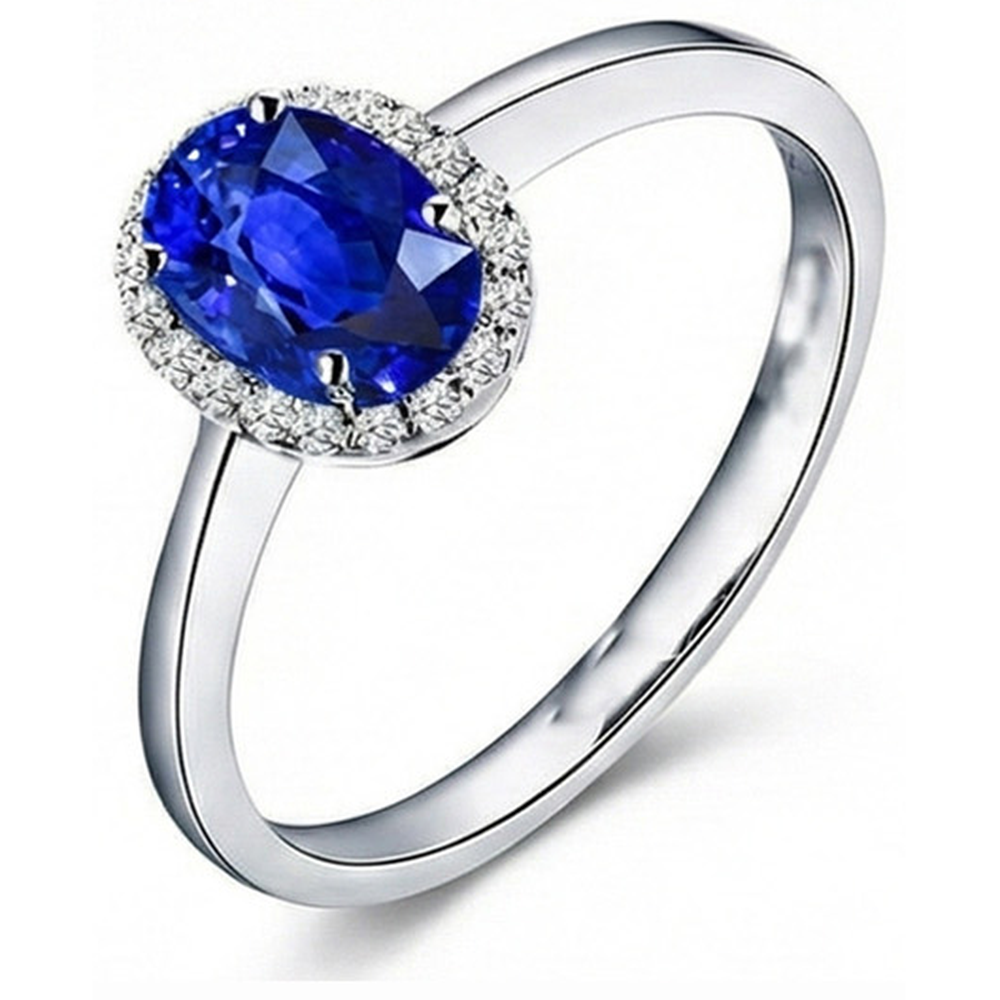 White Gold 14K 2.30 Ct Ceylon Sapphire Natural Earth Mined Diamonds Ring New