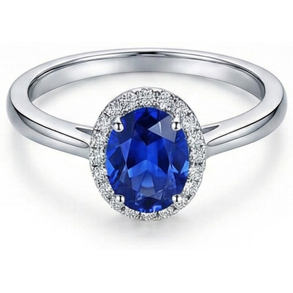 White Gold 14K 2.30 Ct Ceylon Sapphire Natural Earth Mined Diamonds Ring New