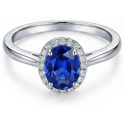 White Gold 14K 2.30 Ct Ceylon Sapphire Natural Earth Mined Diamonds Ring New