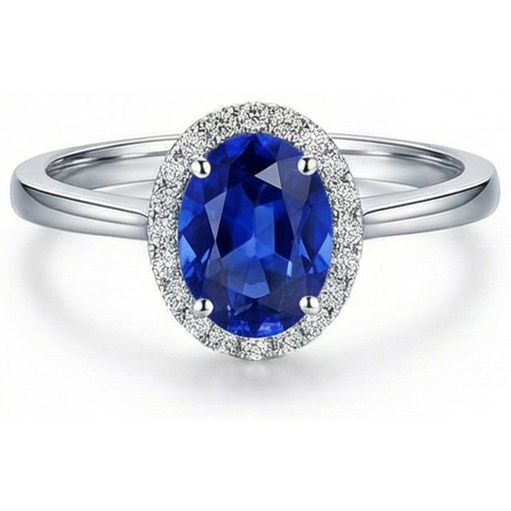 White Gold 14K 2.30 Ct Ceylon Sapphire Natural Earth Mined Diamonds Ring New