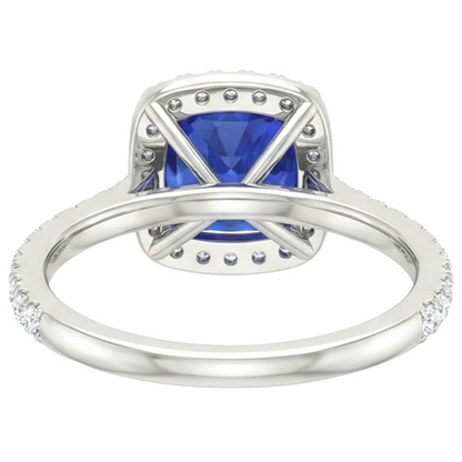 White Gold 14K 2.45 Carats Ceylon Sapphire Natural Earth Mined Diamonds Ring