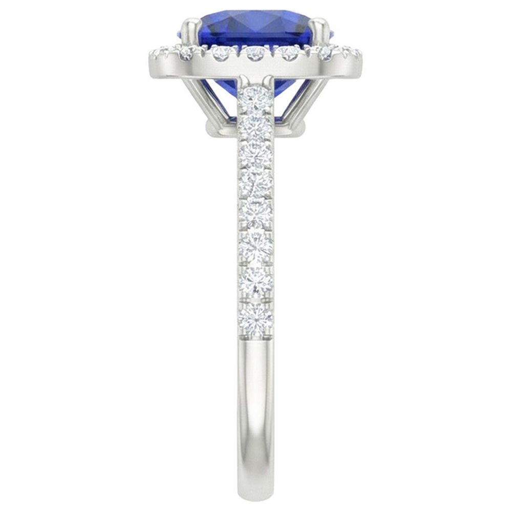 White Gold 14K 2.45 Carats Ceylon Sapphire Natural Earth Mined Diamonds Ring