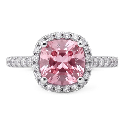 White Gold 14K 3.01 Carats Cushion Pink Gemstone Wedding Ring Jewelry