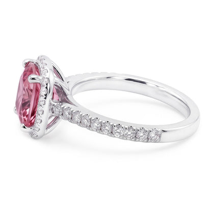White Gold 14K 3.01 Carats Cushion Pink Gemstone Wedding Ring Jewelry