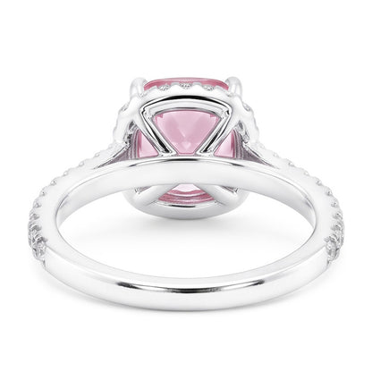 White Gold 14K 3.01 Carats Cushion Pink Gemstone Wedding Ring Jewelry