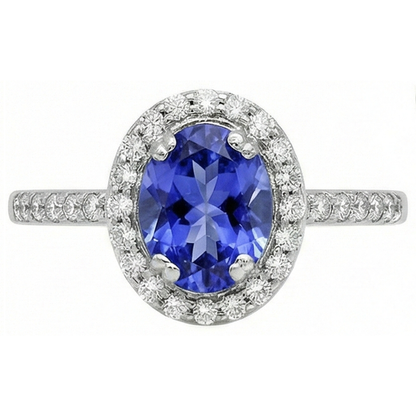 White Gold 14K 3.10 Carats Tanzanite And Natural Earth Mined Diamonds Wedding Ring New