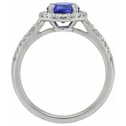 White Gold 14K 3.10 Carats Tanzanite And Natural Earth Mined Diamonds Wedding Ring New