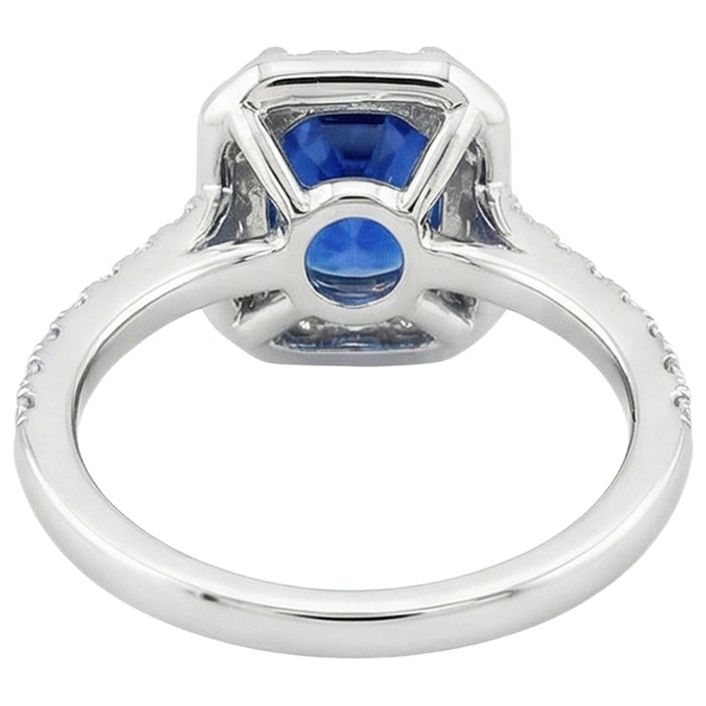 White Gold 14K 3.40 Ct Ceylon Blue Sapphire And Natural Earth Mined Diamonds Ring