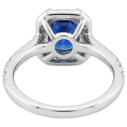 White Gold 14K 3.40 Ct Ceylon Blue Sapphire And Natural Earth Mined Diamonds Ring