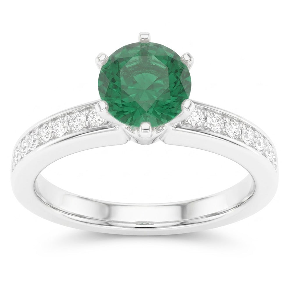 White Gold 14K 3.40 Ct Colombian Green Emerald And Natural Earth Mined Diamonds Engagement Ring New