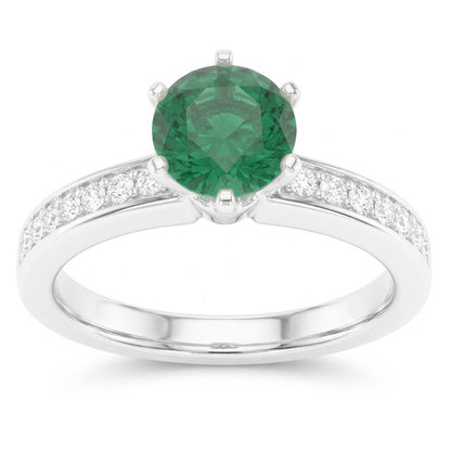 White Gold 14K 3.40 Ct Colombian Green Emerald And Natural Earth Mined Diamonds Engagement Ring New
