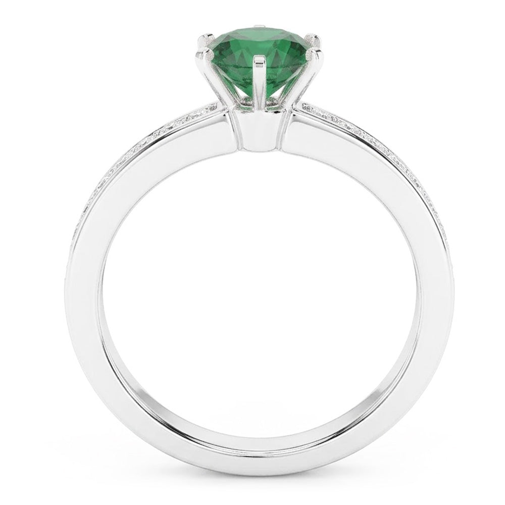 White Gold 14K 3.40 Ct Colombian Green Emerald And Natural Earth Mined Diamonds Engagement Ring New
