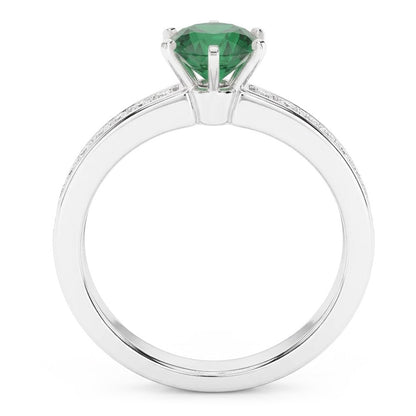 White Gold 14K 3.40 Ct Colombian Green Emerald And Natural Earth Mined Diamonds Engagement Ring New