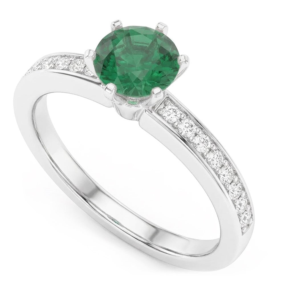 White Gold 14K 3.40 Ct Colombian Green Emerald And Natural Earth Mined Diamonds Engagement Ring New