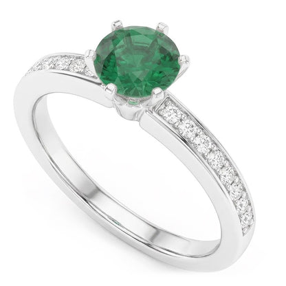 White Gold 14K 3.40 Ct Colombian Green Emerald And Natural Earth Mined Diamonds Engagement Ring New
