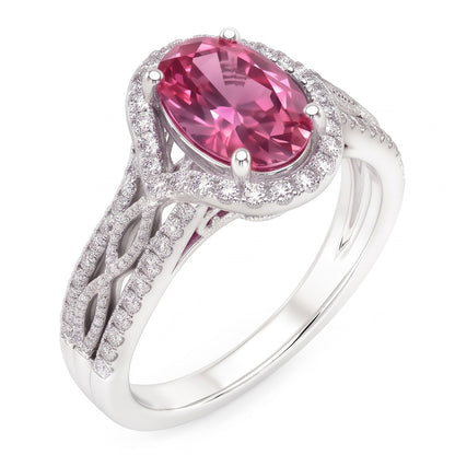 White Gold 14K 3.50 Ct Sapphire And Natural Earth Mined Diamonds Anniversary Ring