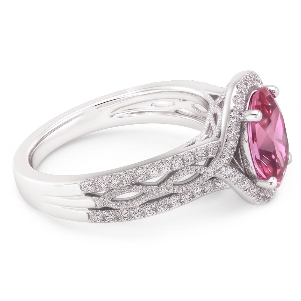 White Gold 14K 3.50 Ct Sapphire And Natural Earth Mined Diamonds Anniversary Ring