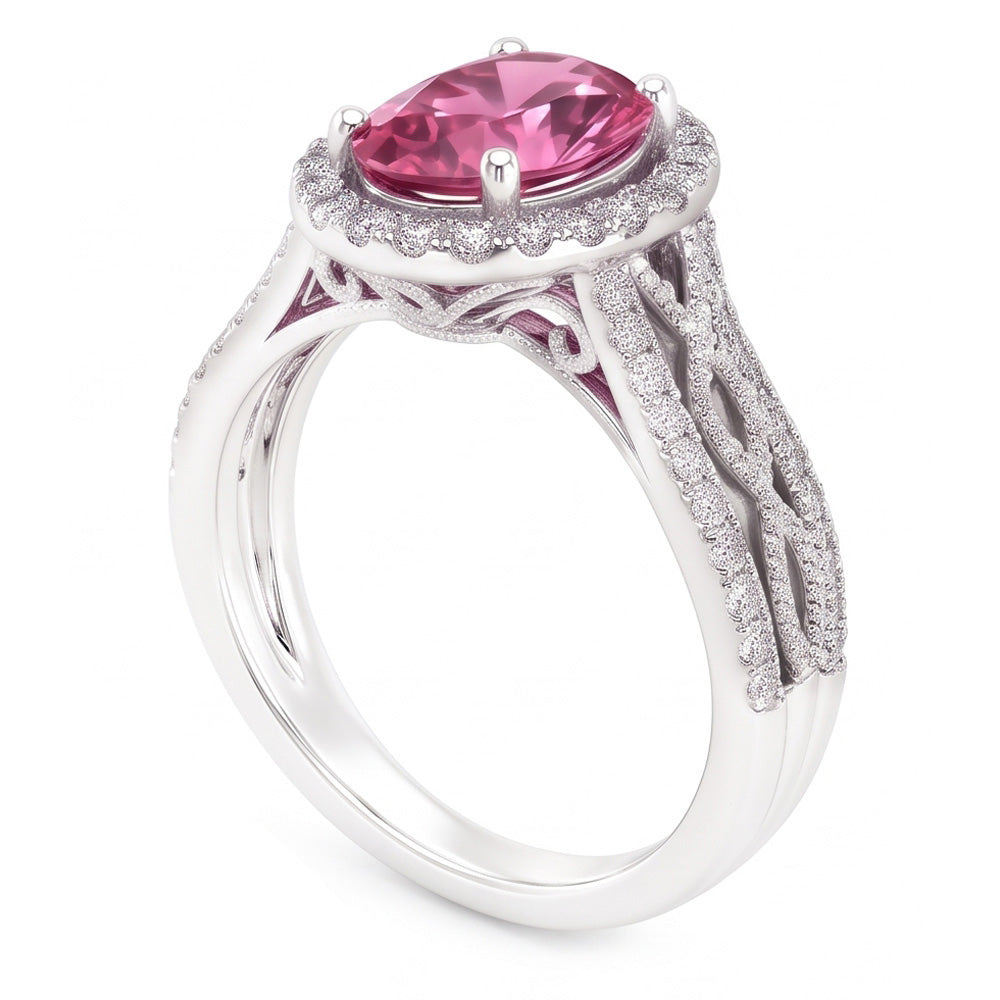 White Gold 14K 3.50 Ct Sapphire And Natural Earth Mined Diamonds Anniversary Ring